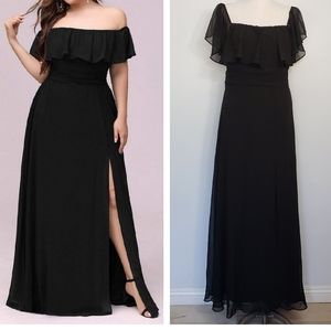 EVER PRETTY 0968 black off the shoulder bridesmaid dress size 16